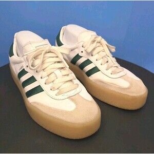 Adidas Sambae White Collegiate Green Gum Women's US7 (Runs a Bit Large)